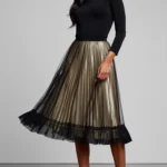 Falda Tul Negra trans-forro Gold