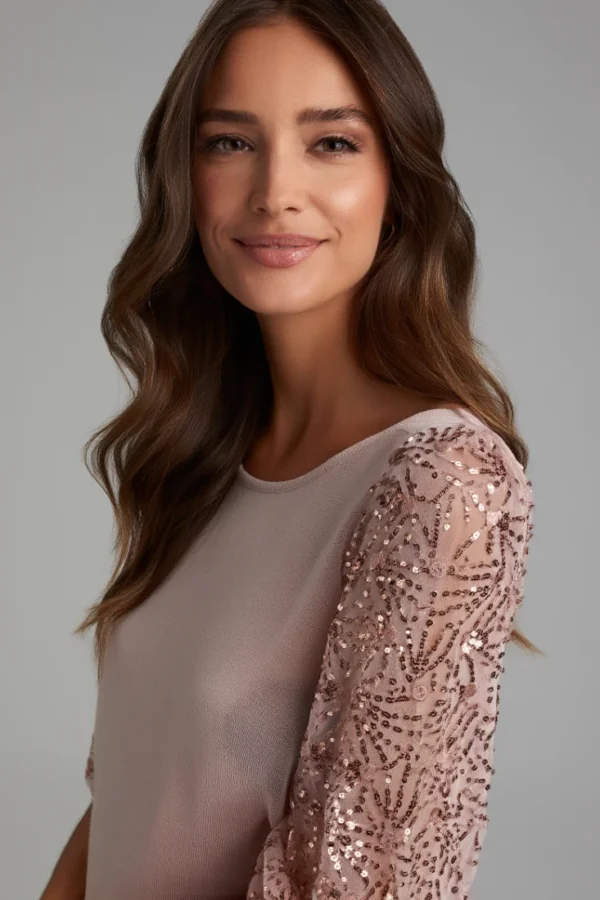 Blusa con Lentejuelas en Manga