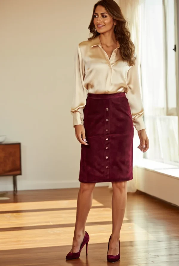 Falda c/Botones Plateados fte