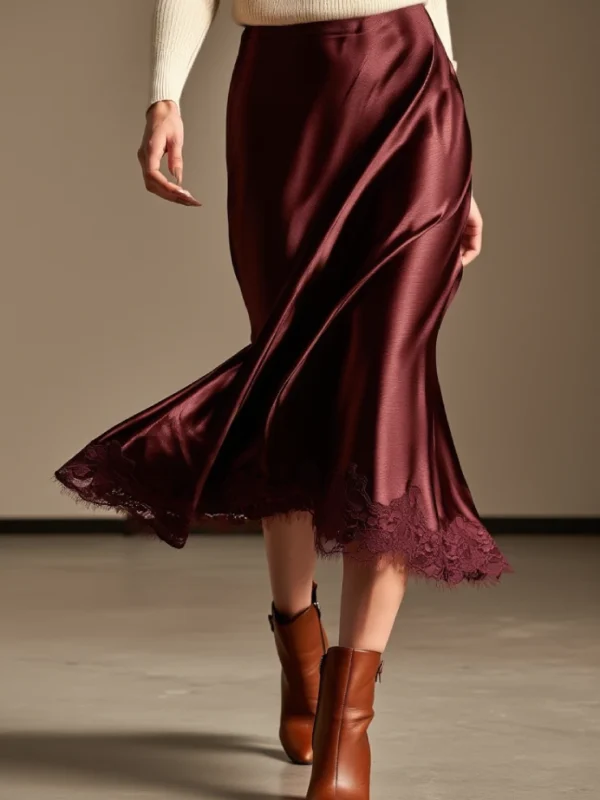 Falda Lisa con Encaje