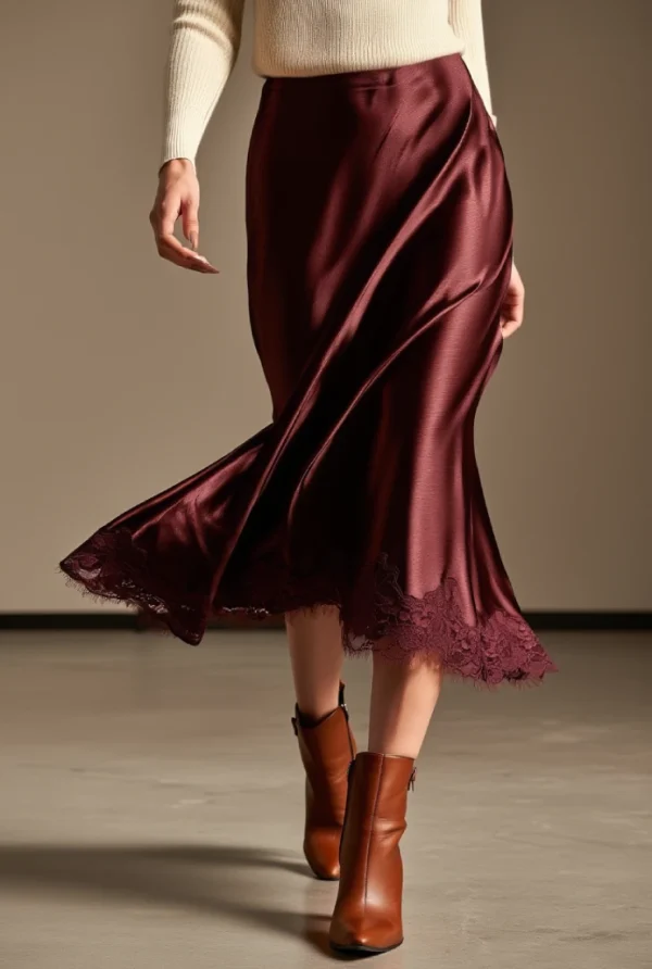 Falda Lisa con Encaje